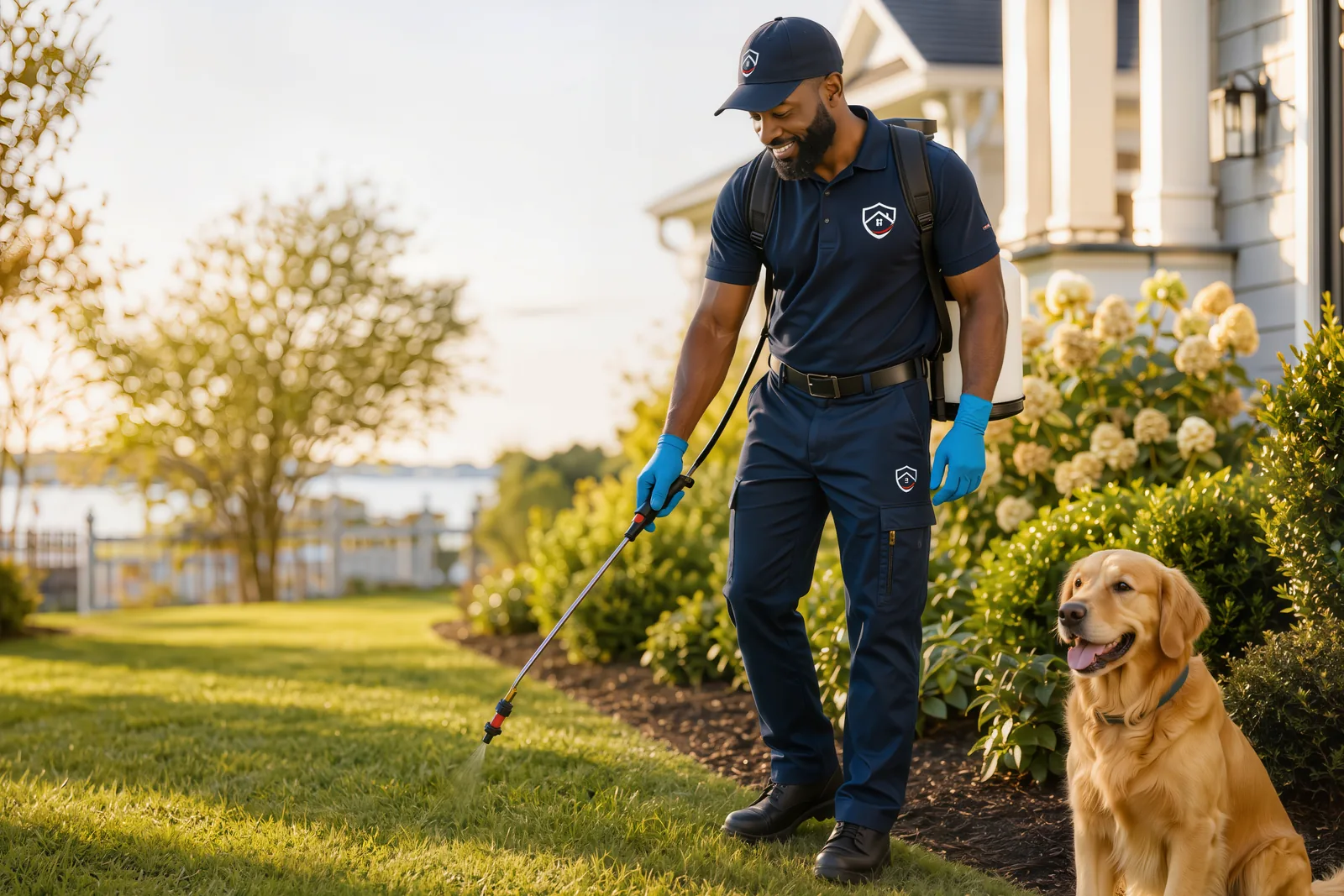 Adibug technician providing flea and tick control in Hampton Roads